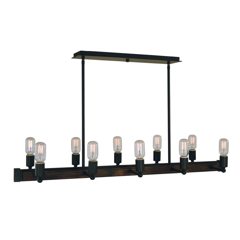 Framburg 5402 MBLACK Modern Farmhouse Ten Light Island Chandelier, Matte Black