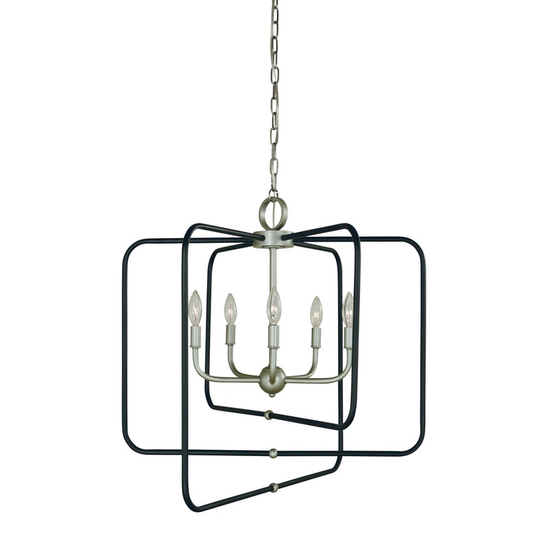 Framburg 5425 SP/MBLACK Montrose Five Light Chandelier, Satin Pewter With Matte Black