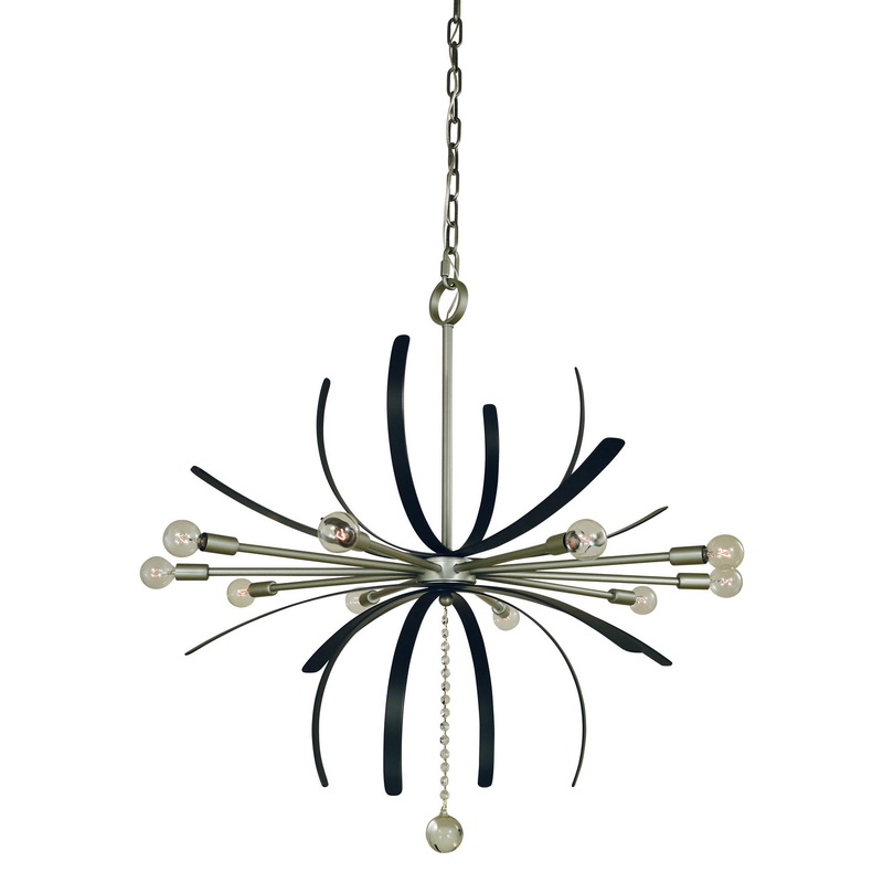 Framburg 5432 SP/MBLACK Victoria Ten Light Chandelier, Satin Pewter With Matte Black