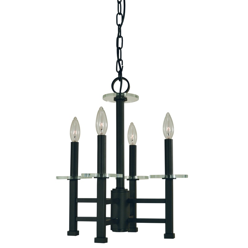 Framburg 5444 MBLACK Metropolitan Four Light Chandelier, Matte Black