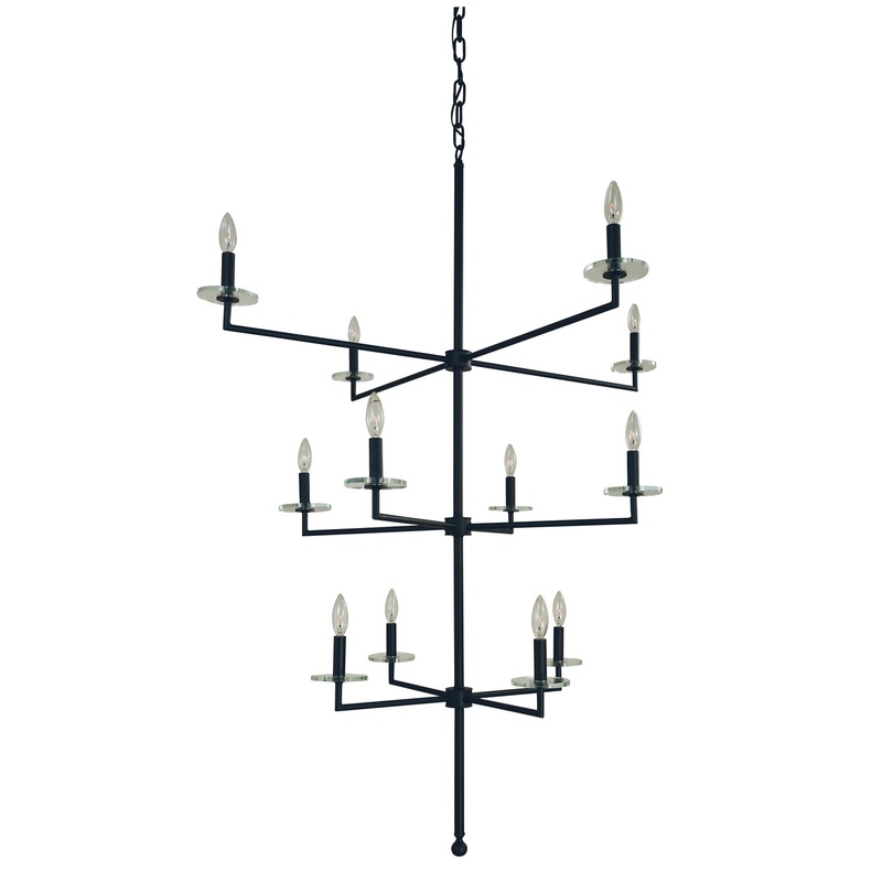 Framburg 5452 MBLACK Muse 12 Light Foyer Chandelier, Matte Black