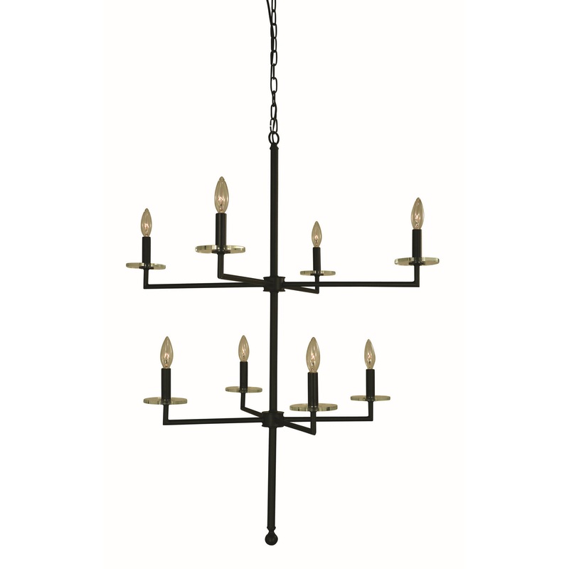 Framburg 5458 MBLACK Muse Eight Light Foyer Chandelier, Matte Black