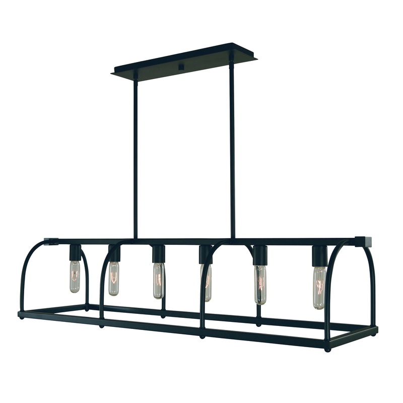 Framburg 5476 MBLACK Kenmare Six Light Island Chandelier, Matte Black