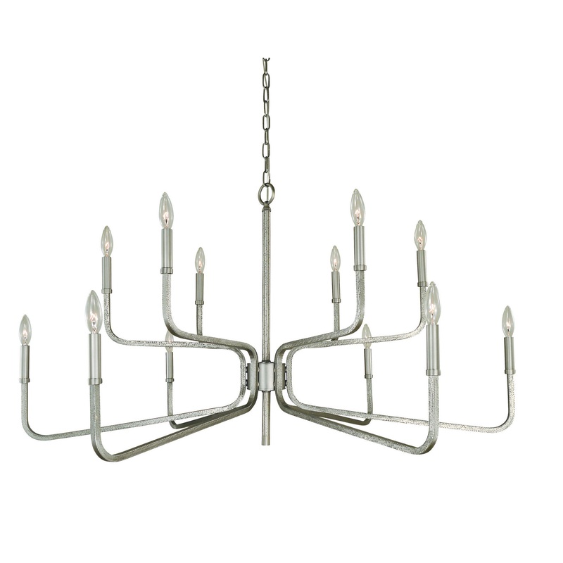 Framburg 5484 SP Heidelberg 12 Light Chandelier, Satin Pewter