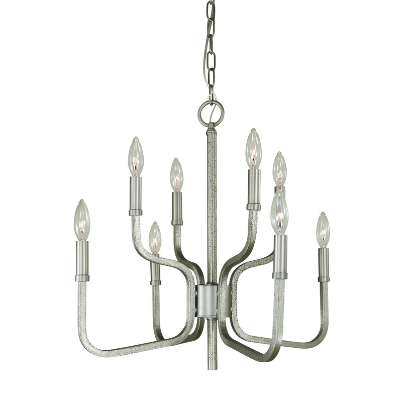 Framburg 5488 SP Heidelberg Eight Light Chandelier, Satin Pewter