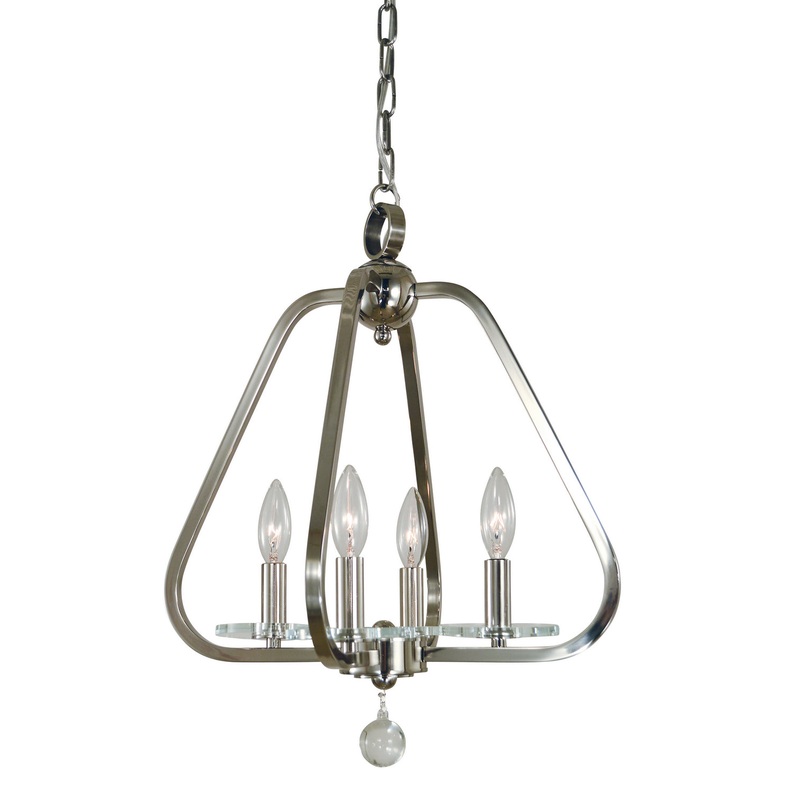Framburg 5514 PN Triangulum Four Light Mini-Chandelier, Polished Nickel