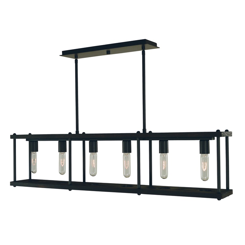 Framburg 5536 MBLACK Industria Six Light Island Chandelier, Matte Black