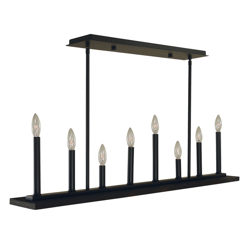 Framburg 5538 MBLACK Industria Eight Light Island Chandelier, Matte Black