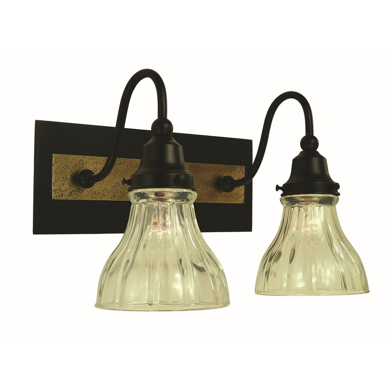 Framburg 5612 MBLACK/AB Houghton Two Light Wall Sconce, Matte Black and Antique Brass