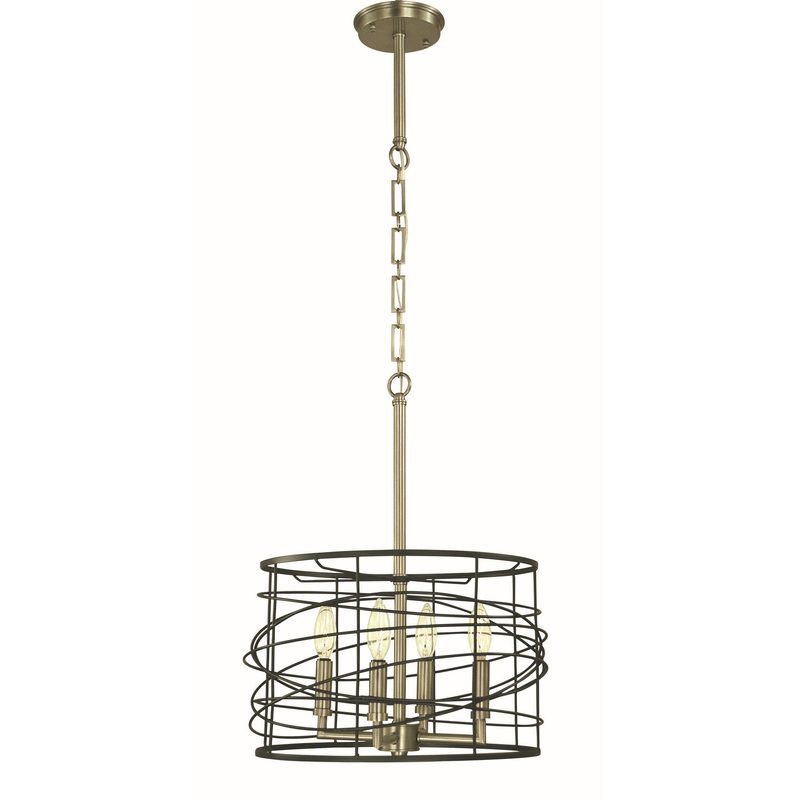 Framburg 5614 BN/MBLACK Boca Four Light Mini Chandelier, Brushed Nickel and Matte Black