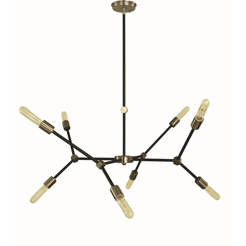 Framburg 5632 BN/MBLACK Kinetic Eight Light Chandelier, Brushed Nickel and Matte Black