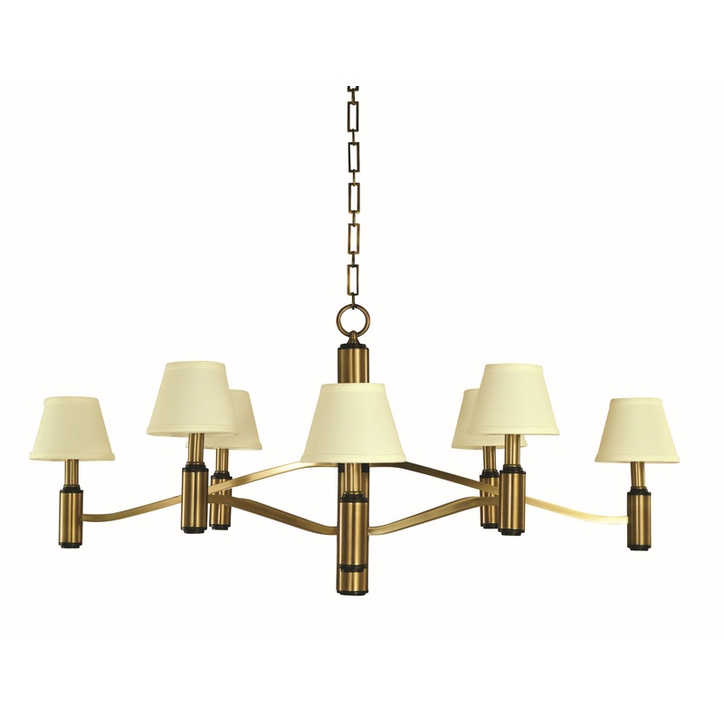Framburg 5638 AB/MBLACK Hampton Eight Light Chandelier, Antique Brass and Matte Black