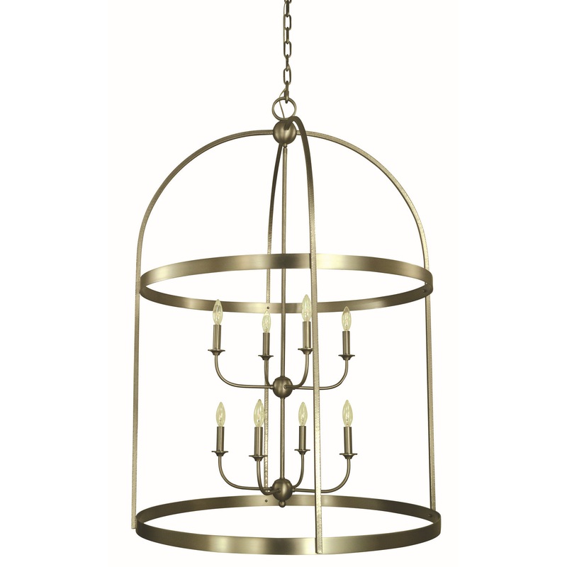 Framburg 5648 SP Heidelberg Eight Light Foyer Chandelier, Satin Pewter
