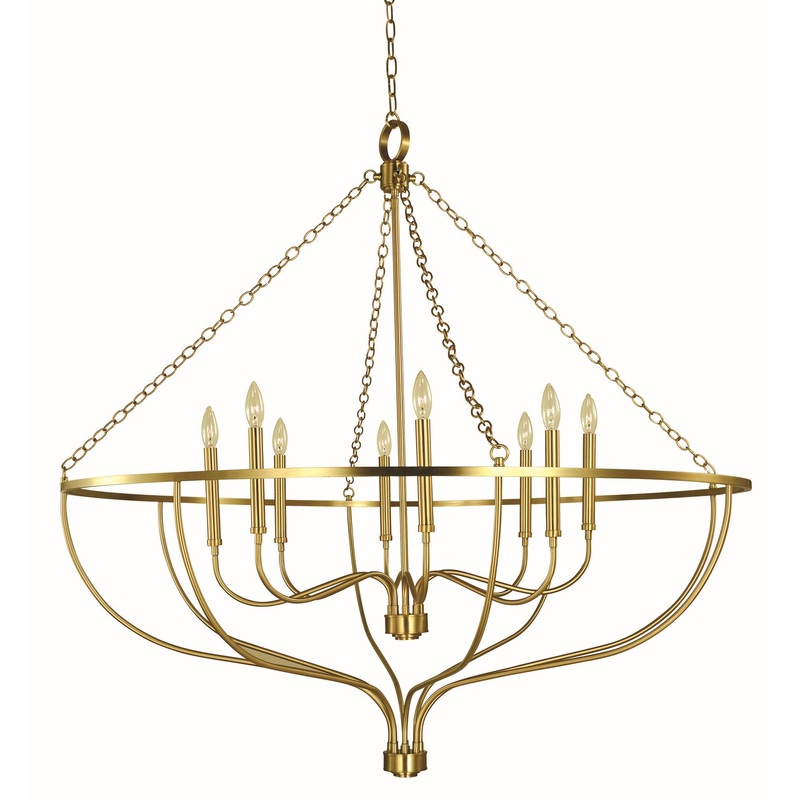 Framburg 5688 BR West Town Eight Light Foyer Chandelier, Brushed Brass