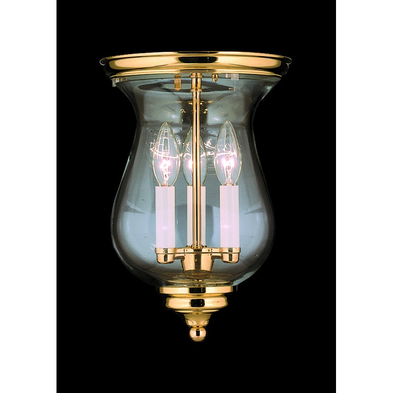 Framburg 7572 PB Jamestown Three Light Flush / Semi-Flush Mount, Polished Brass