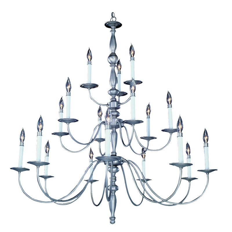 Framburg 7918 SP Jamestown 18 Light Foyer Chandelier, Satin Pewter