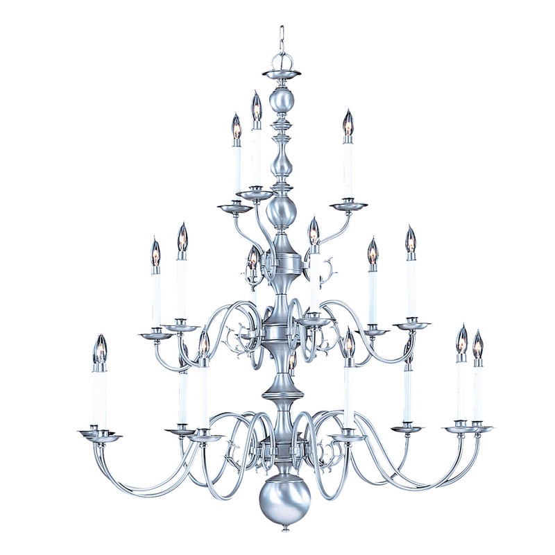 Framburg 9148 SP Jamestown 18 Light Foyer Chandelier, Satin Pewter