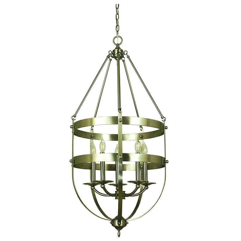 Framburg 1017 BN Hannover Five Light Chandelier, Brushed Nickel