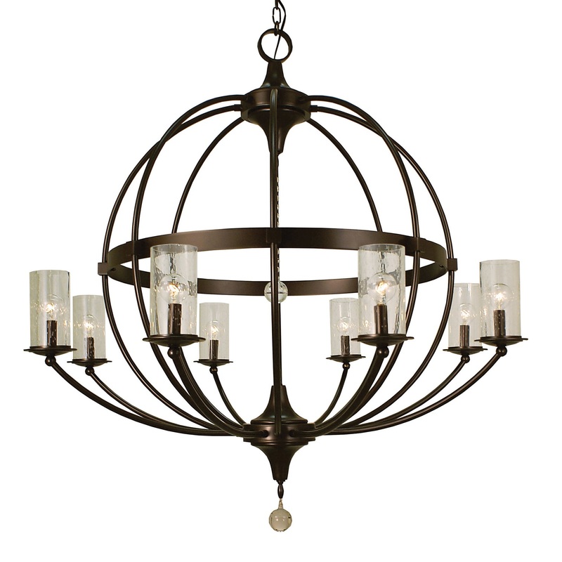 Framburg 1078 MB Compass Eight Light Foyer Chandelier, Mahogany Bronze