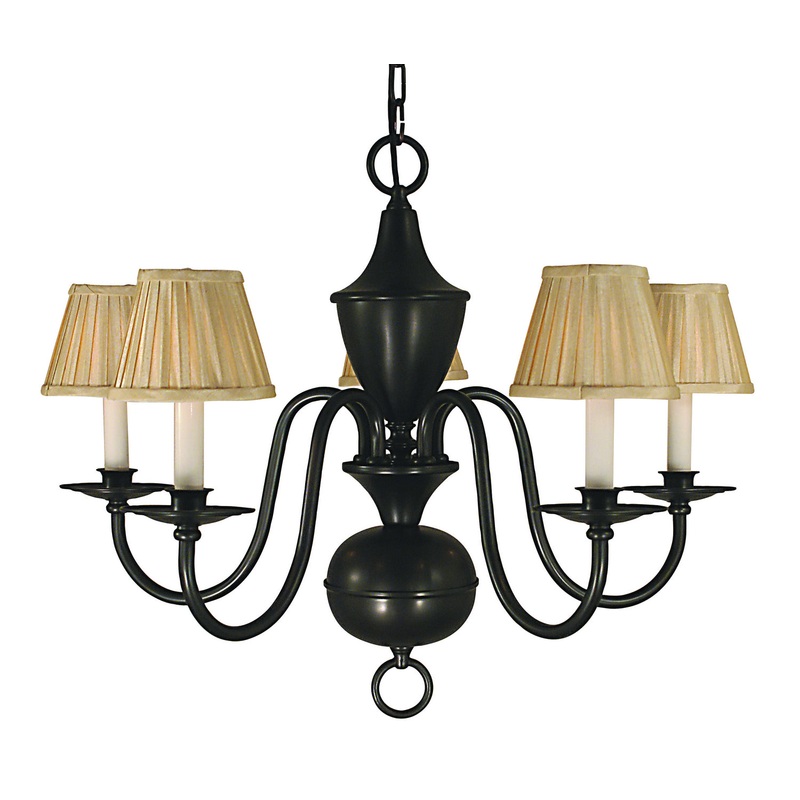 Framburg 2535 MB Jamestown Five Light Chandelier, Mahogany Bronze
