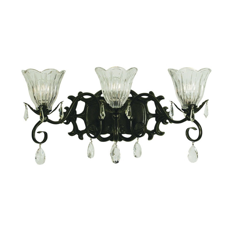 Framburg 2963 MB Liebestraum Three Light Wall Sconce, Mahogany Bronze