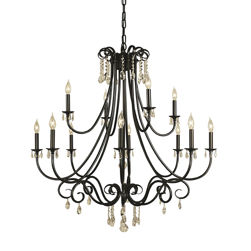 Framburg 2997 MB Liebestraum 12 Light Foyer Chandelier, Mahogany Bronze