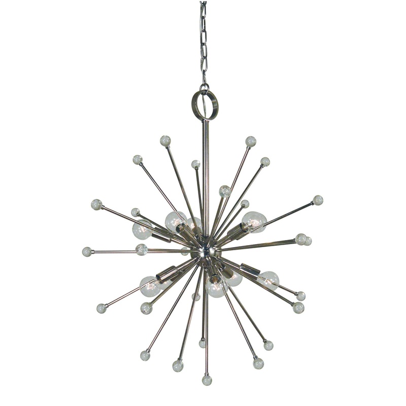 Framburg 3088 PN Supernova Ten Light Foyer Chandelier, Polished Nickel