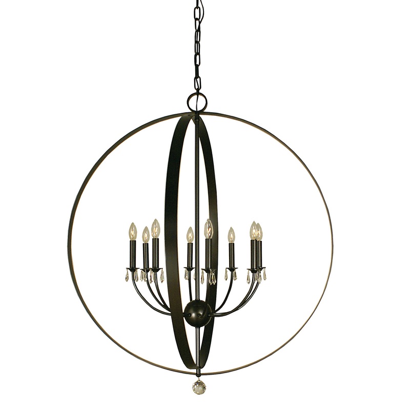 Framburg 4378 MB Constellation Eight Light Foyer Chandelier, Mahogany Bronze