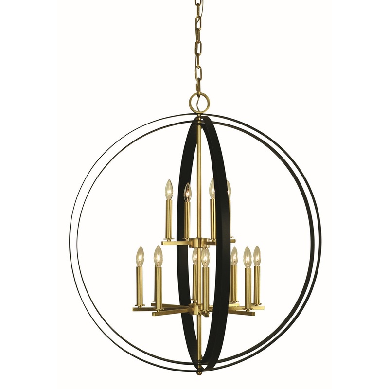 Framburg 4658 BR/MBLACK Constellation 12 Light Pendant, Brushed Brass with Matte Black