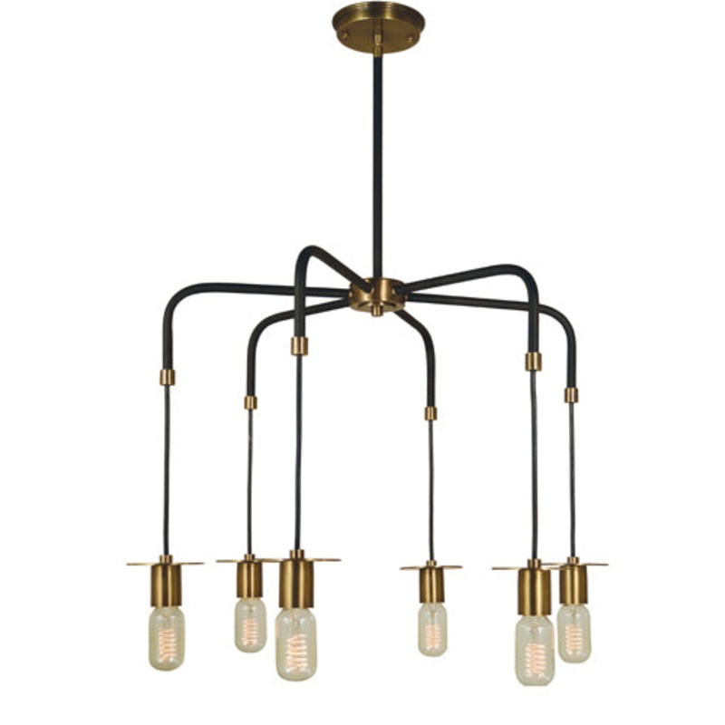 Framburg 4895 AB/MBLACK Juliette Five Light Chandelier, Antique Brass with Matte Black
