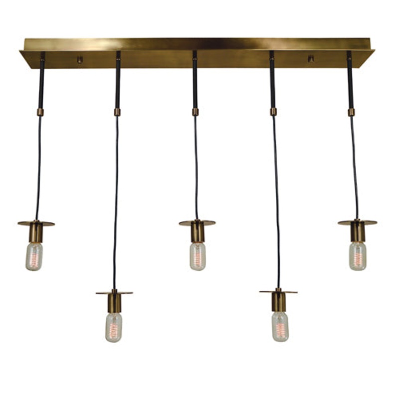 Framburg 4898 AB/MBLACK Juliette Five Light Island Chandelier, Antique Brass with Matte Black