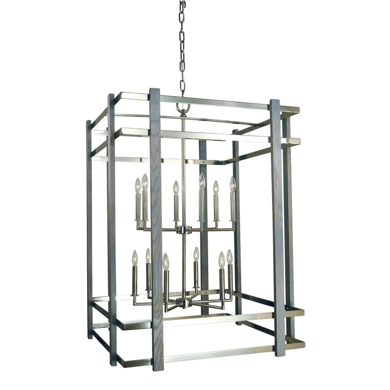 Framburg 5268 PN Arcadia 12 Light Foyer Chandelier, Polished Nickel