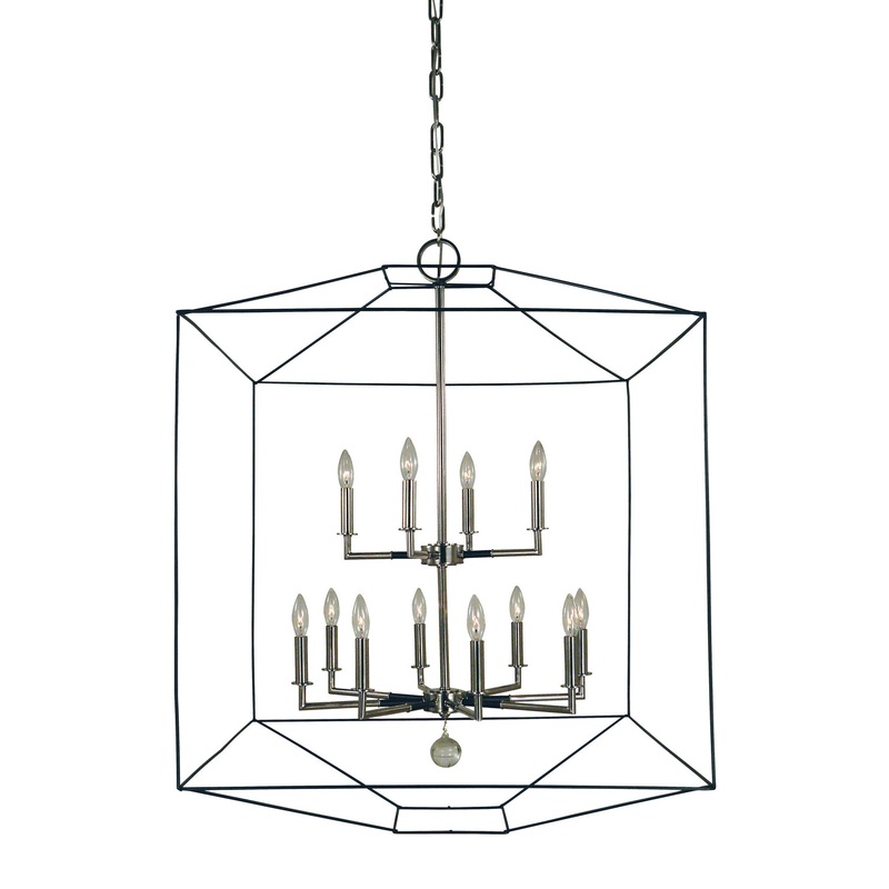 Framburg 5308 PN/MBLACK Isabella 12 Light Chandelier, Polished Nickel with Matte Black Accents