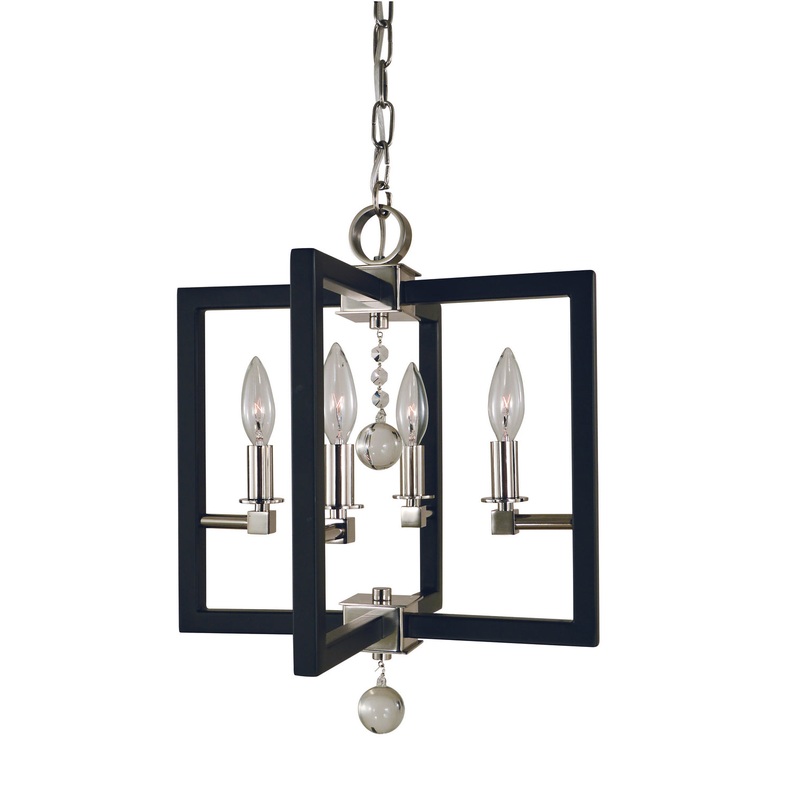 Framburg 5362 PN/MBLACK Minimalist Elegant Four Light Chandelier, Polished Nickel/Matte Black