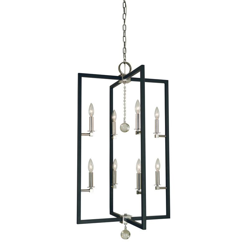 Framburg 5368 PN/MBLACK Minimalist Elegant Eight Light Foyer Chandelier, Polished Nickel/Matte Black