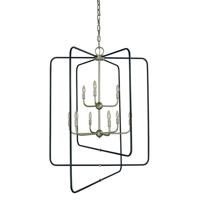 Framburg 5429 SP/MBLACK Montrose Nine Light Foyer Chandelier, Satin Pewter With Matte Black