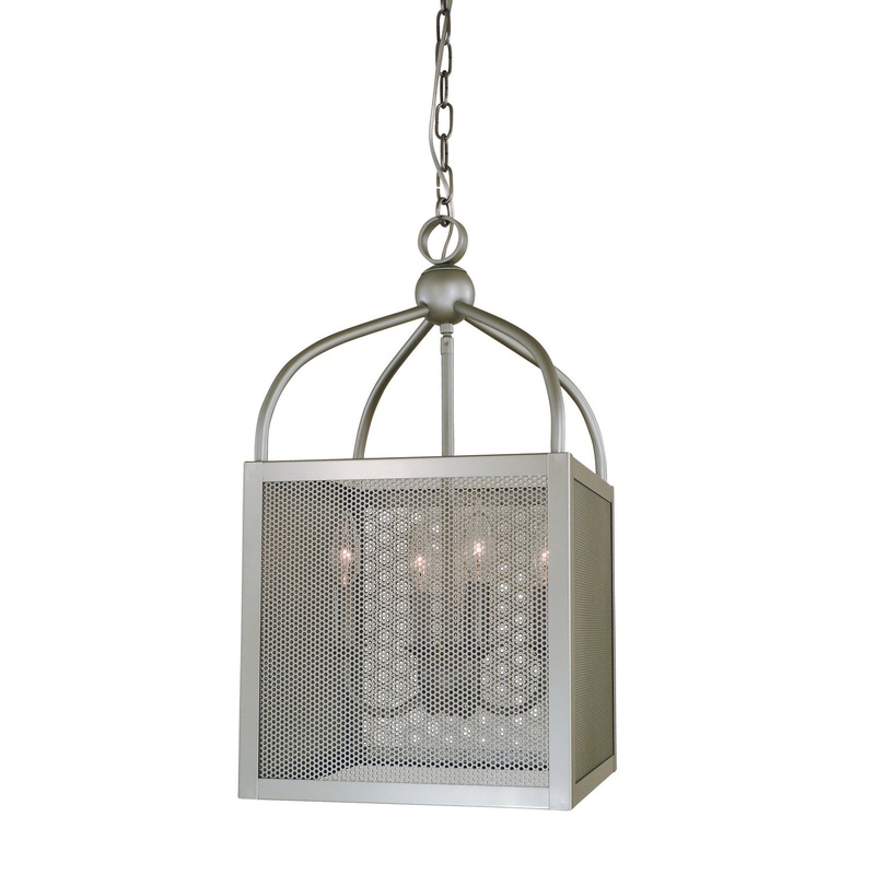 Framburg 5464 SP Windsor Four Light Mini-Chandelier, Satin Pewter