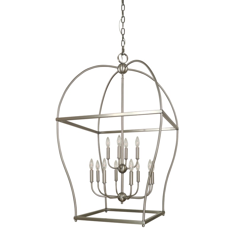 Framburg 5472 BN Kenmare 12 Light Foyer Chandelier, Brushed Nickel