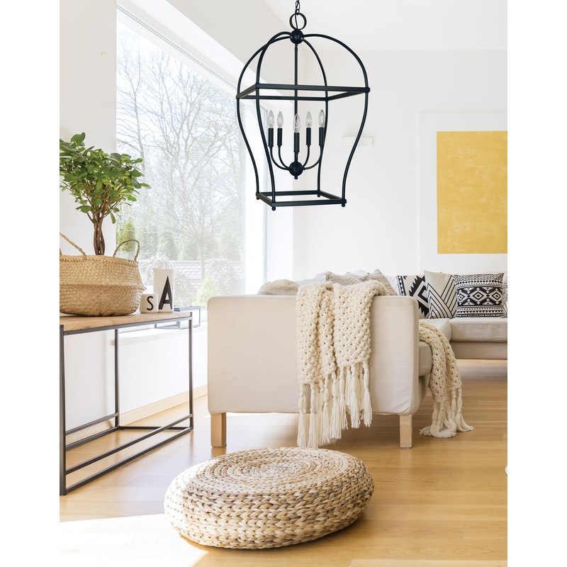 Framburg 5475 MBLACK Kenmare Five Light Chandelier, Matte Black