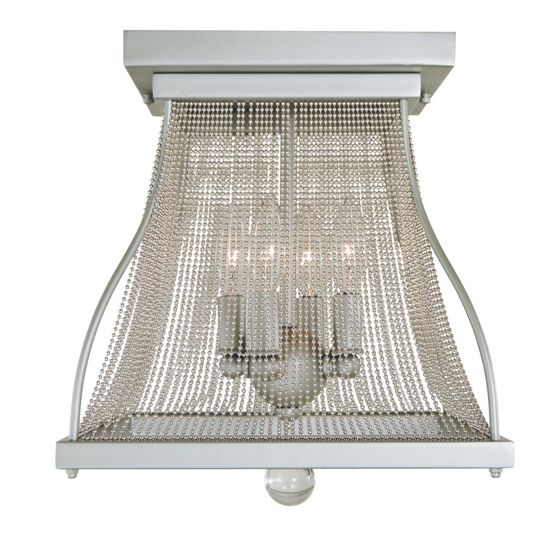 Framburg 5500 SP/PN Harrison Four Light Flush Mount, Satin Pewter/Polished Nickel