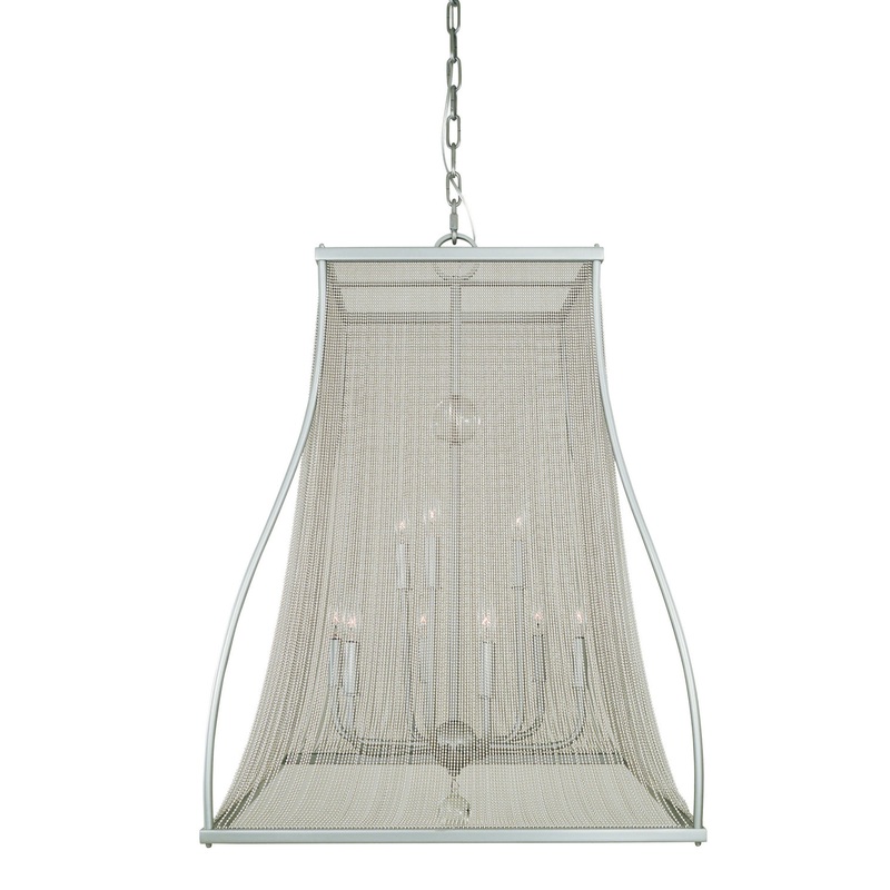Framburg 5509 SP/PN Harrison Nine Light Foyer Chandelier, Satin Pewter/Polished Nickel