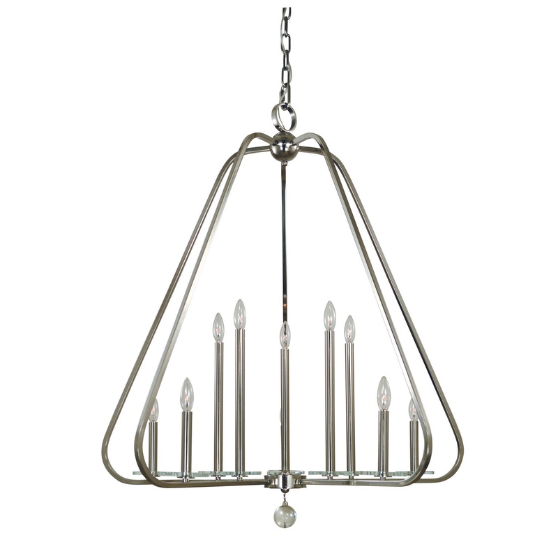 Framburg 5510 PN Triangulum Ten Light Foyer Chandelier, Polished Nickel