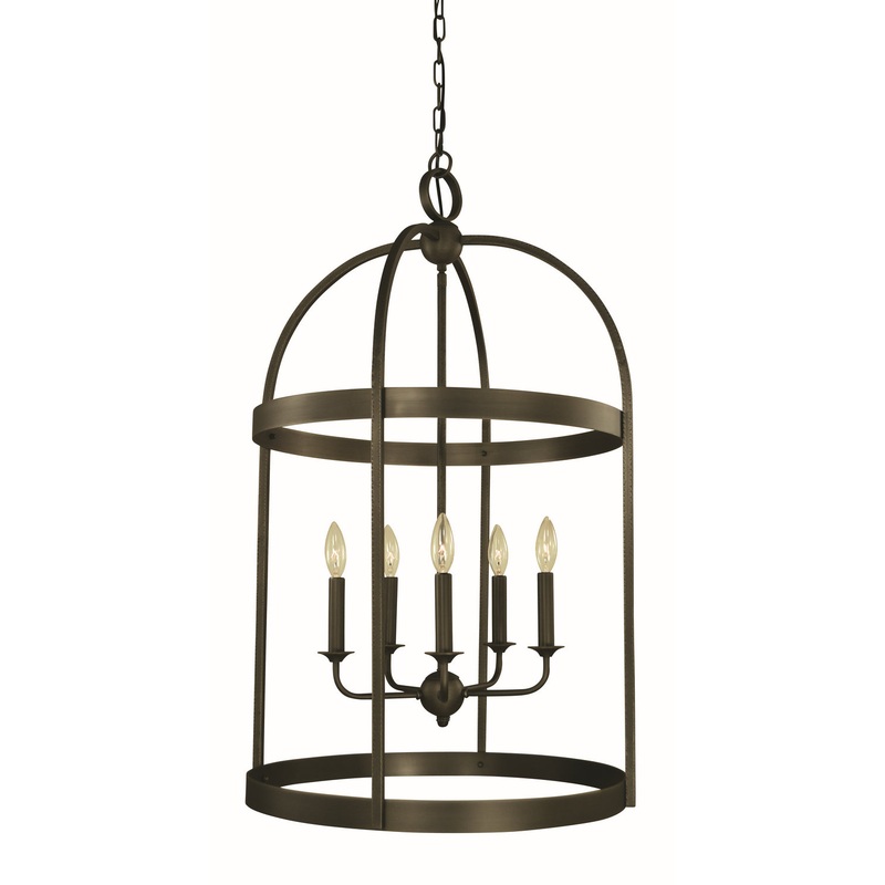 Framburg 5645 IRON Heidelberg Five Light Foyer Chandelier, Iron