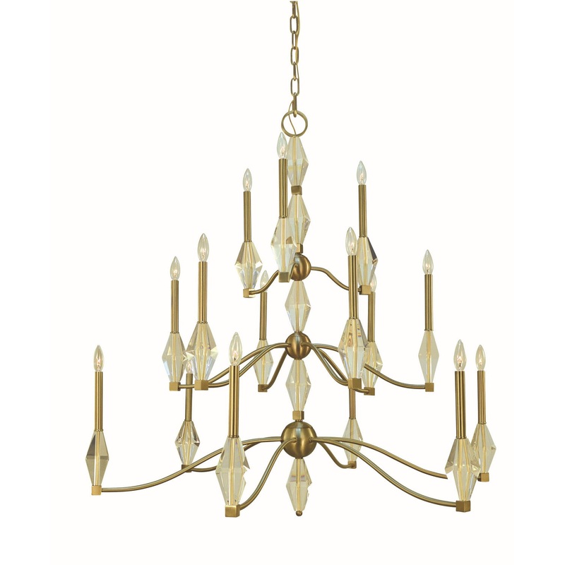 Framburg 5668 BR Vivian 15 Light Chandelier, Brushed Brass