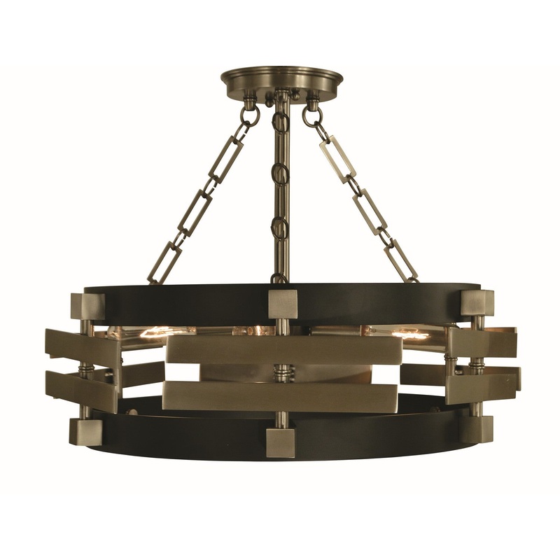 Framburg 5740 BR/MBLACK Eden Three Light Semi Flush Mount, Brush Brass Matte Black