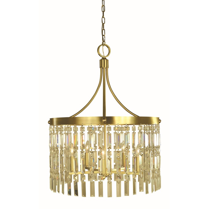 Framburg 5755 BR Holly Six Light Chandelier, Brushed Brass
