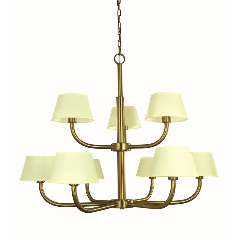Framburg 5759 BR Emma Nine Light Foyer Chandelier, Brushed Brass