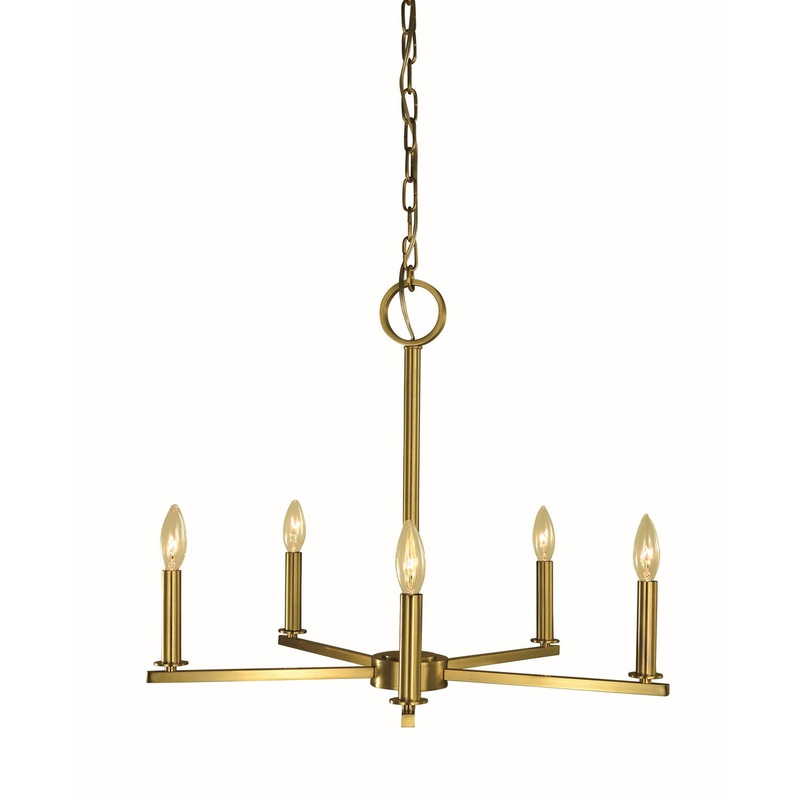 Framburg 5765 BR Evelyn Five Light Chandelier, Brushed Brass