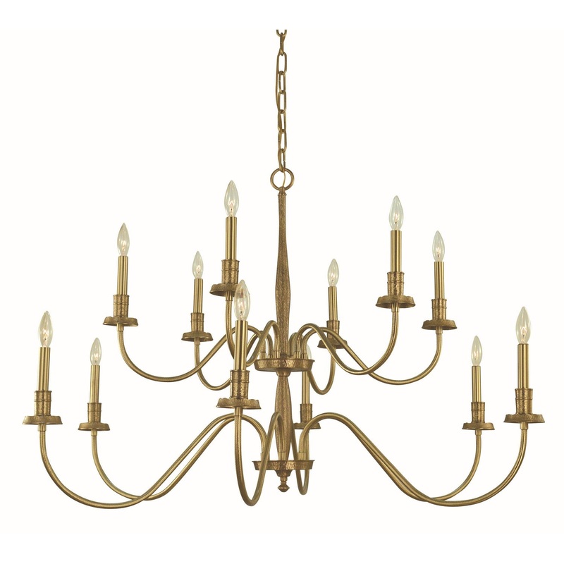 Framburg 5780 BR Matera 12 Light Dining Chandelier, Brushed Brass