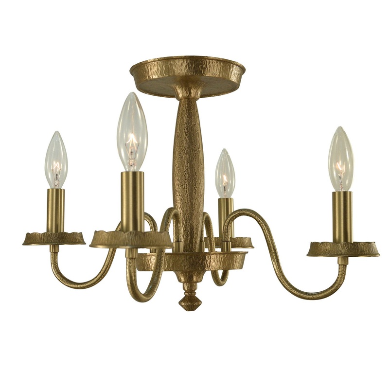 Framburg 5782 BR Matera Four Light Semi-Flush Mount, Brushed Brass